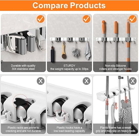 Stainless Steel Broom & Mop Holder