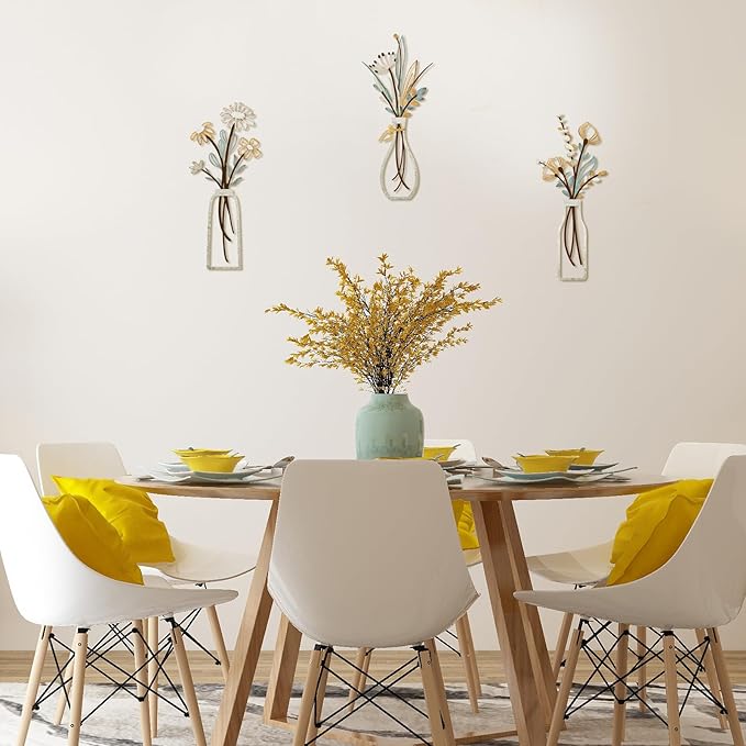 3-Piece Metal Flower Wall Art