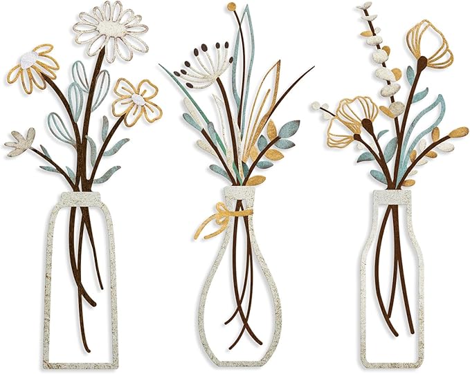 3-Piece Metal Flower Wall Art