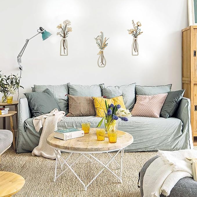 3-Piece Metal Flower Wall Art